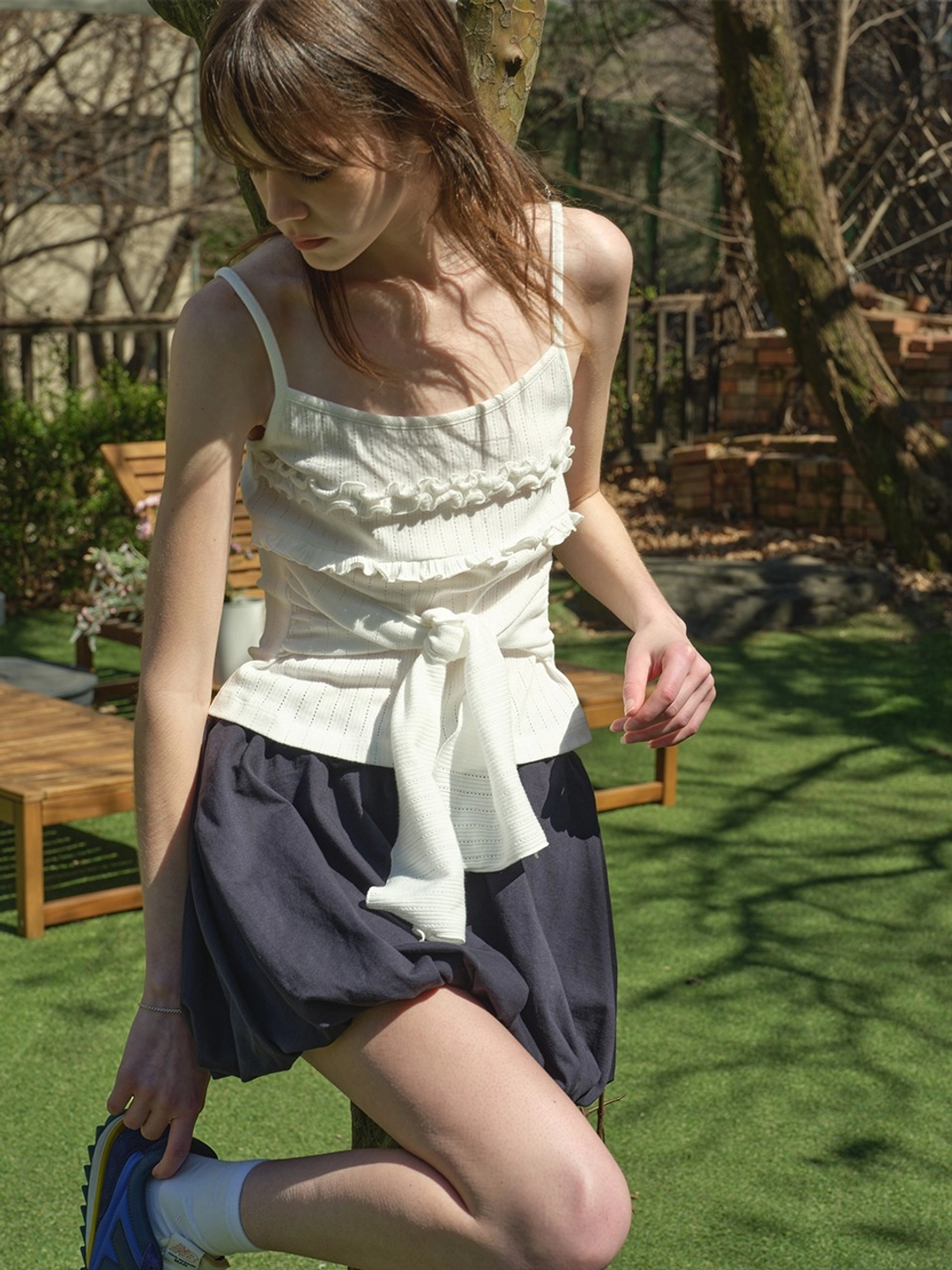 마가린핑거스 FRILL RIBBON TANK TOP (WHITE) 상품 이미지 2