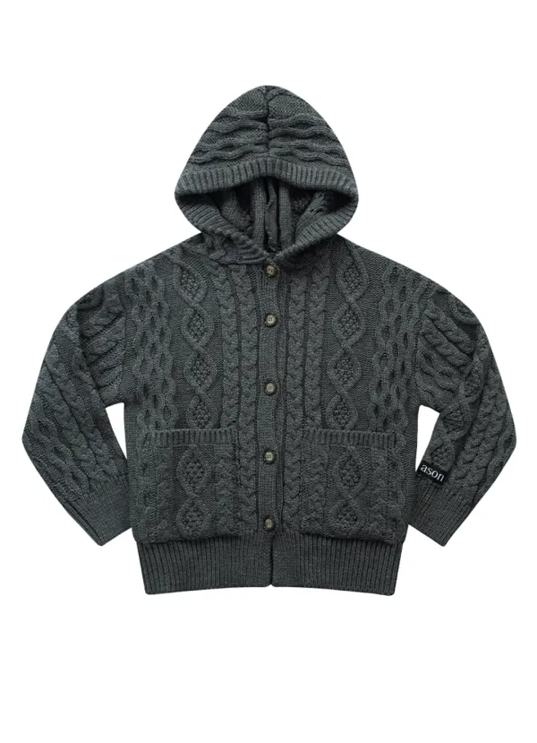 ELO TWISTED HOOD CARDIGAN / CHARCOAL