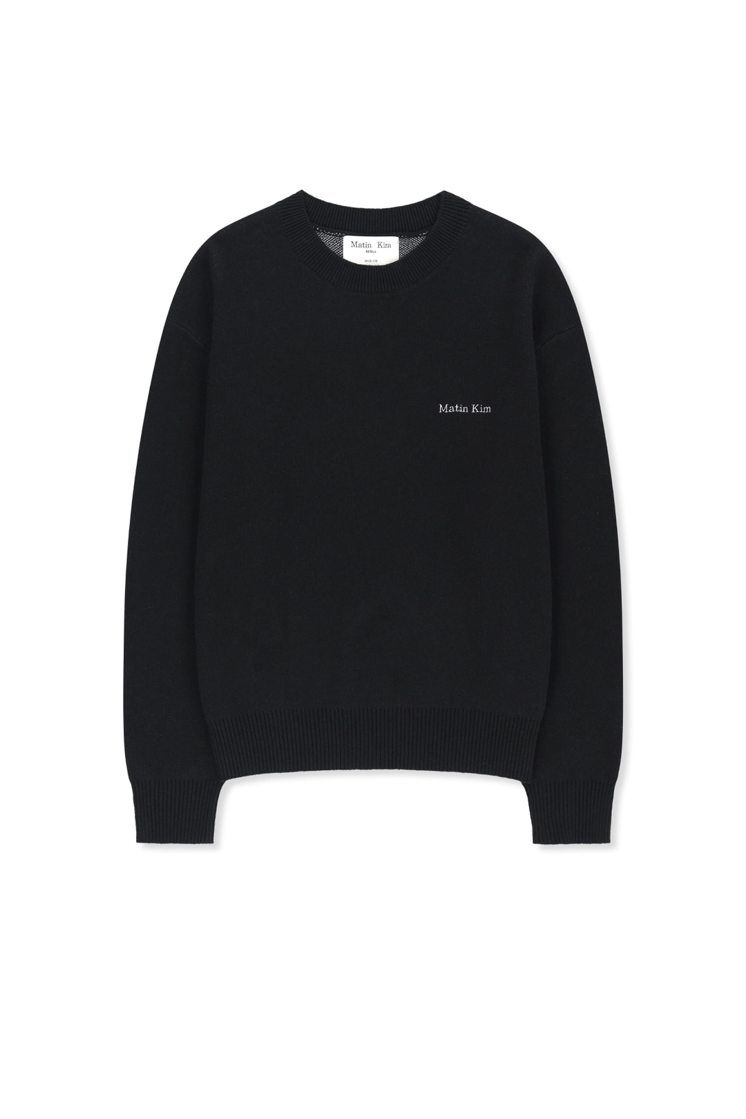 마뗑킴 CALLIGRAPHY BACK LOGO KNIT PULLOVER IN BLACK 상품 이미지 1