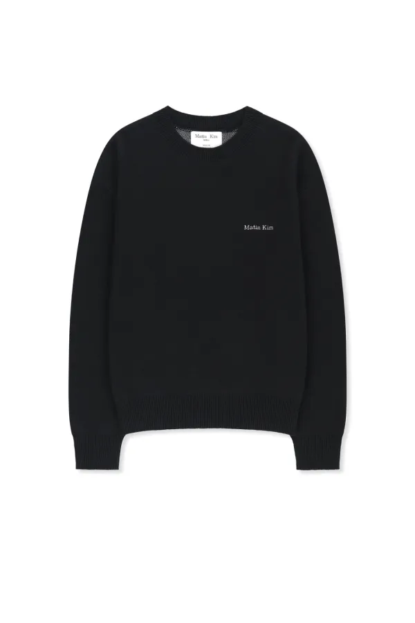 CALLIGRAPHY BACK LOGO KNIT PULLOVER IN BLACK