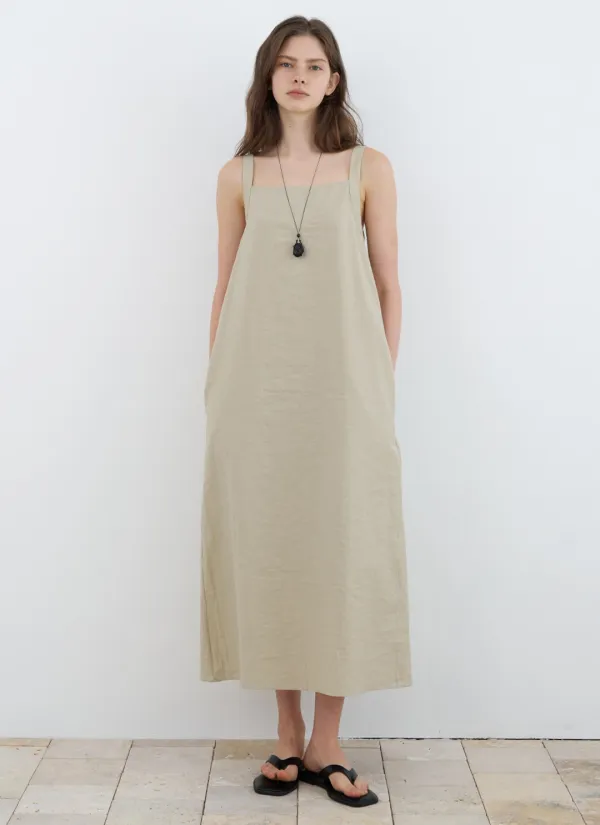 [6/12 예약배송] Lola Back-tied Dress (Light Khaki)