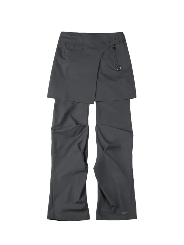 WRAP SKIRT TUCKED PANTS [CHARCOAL]