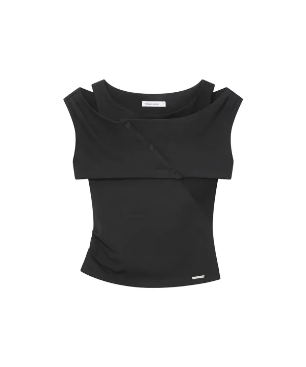 Micro cardigan layered top BLACK