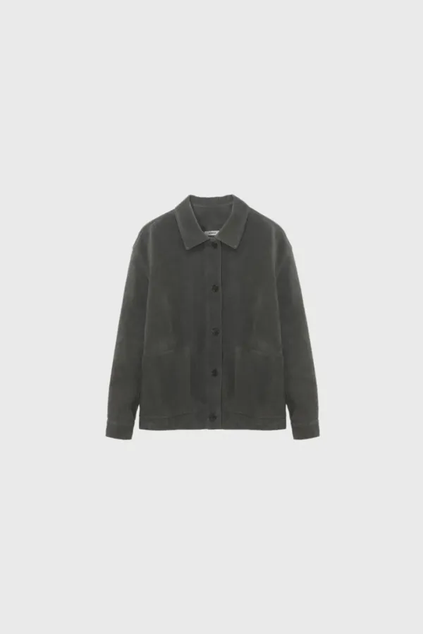 Suede work jacket (light beige / gray / camel)