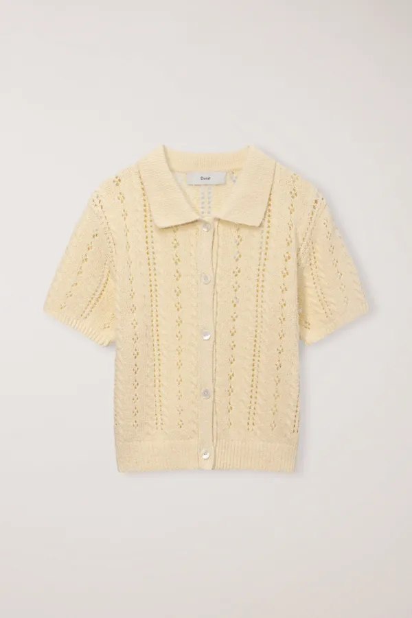 COLLARED HALF SLEEVE CARDIGAN BUTTER_UDSW6B223Y1