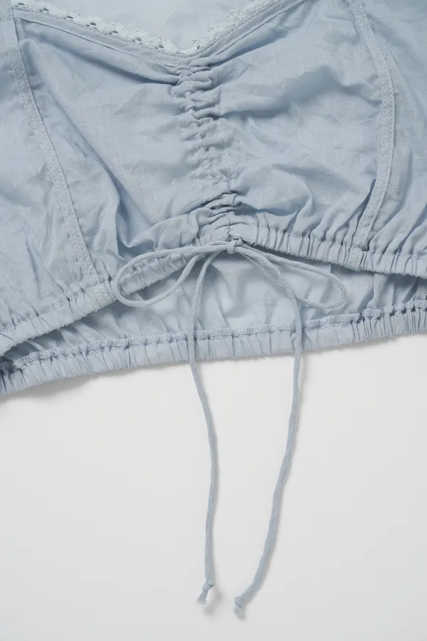 Via Holiday cropped blouse (Skyblue)
