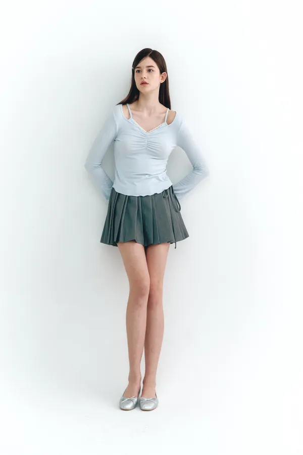 Layered Lace Long Sleeve Sky Blue