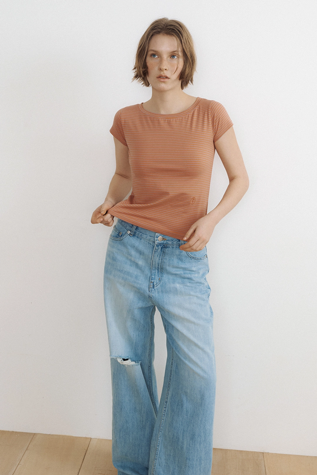 루시르주 Stripe Baby Tee (orange) 상품 이미지 1