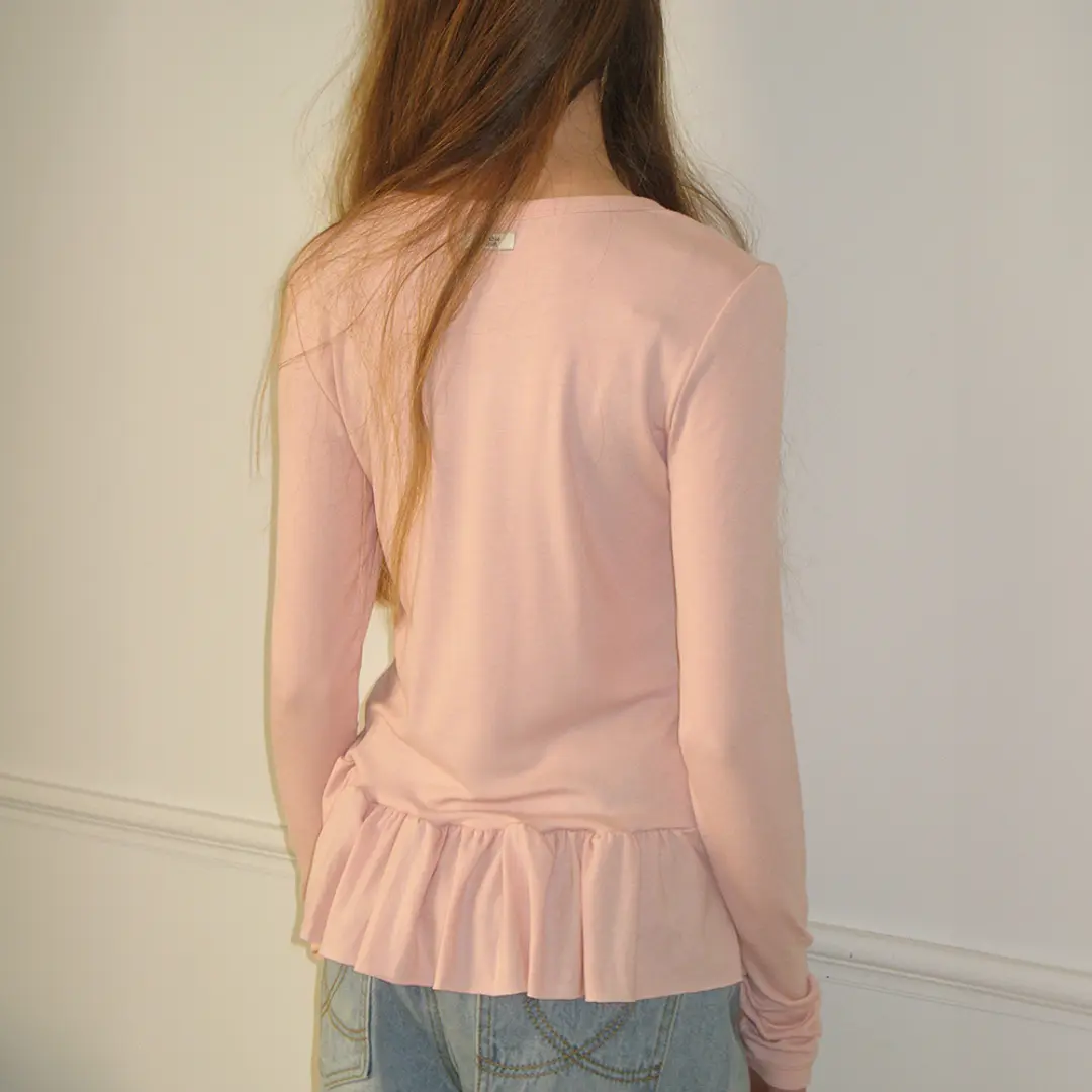 론론 PENDANT RUFFLE LAYERED SLIM LONG SLEEVE PINK 상품 이미지 2