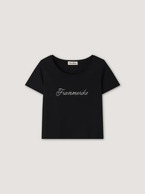 F Logo Round Tee - Black