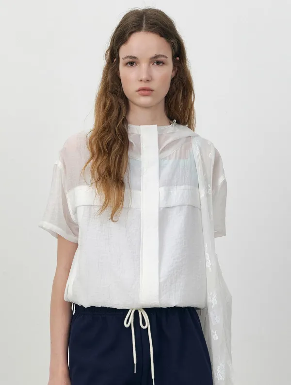 Airy short sleeve windbreaker_White