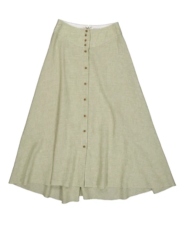 beze button check skirt (green)