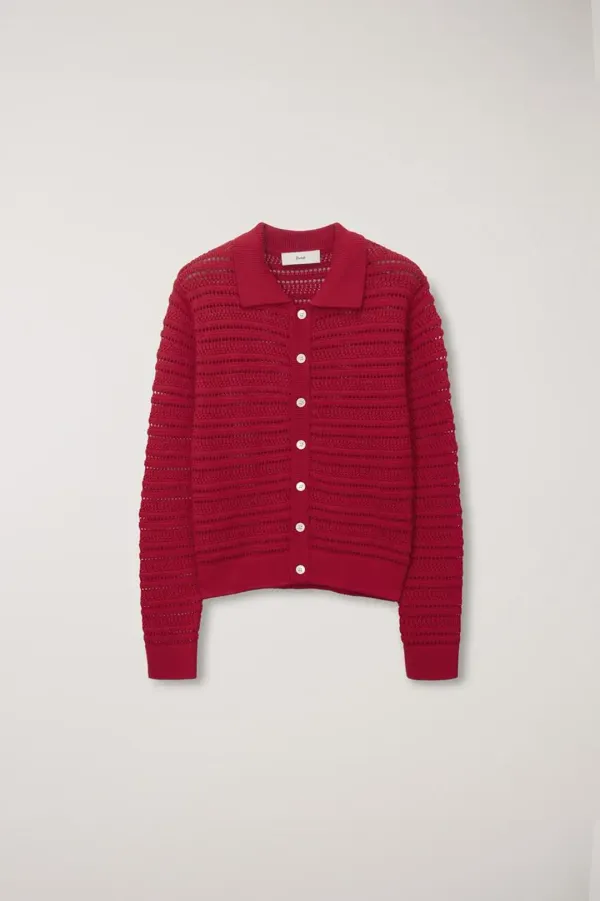 UNISEX OPEN COLLARED CARDIGAN RED_UDSW5A105R2