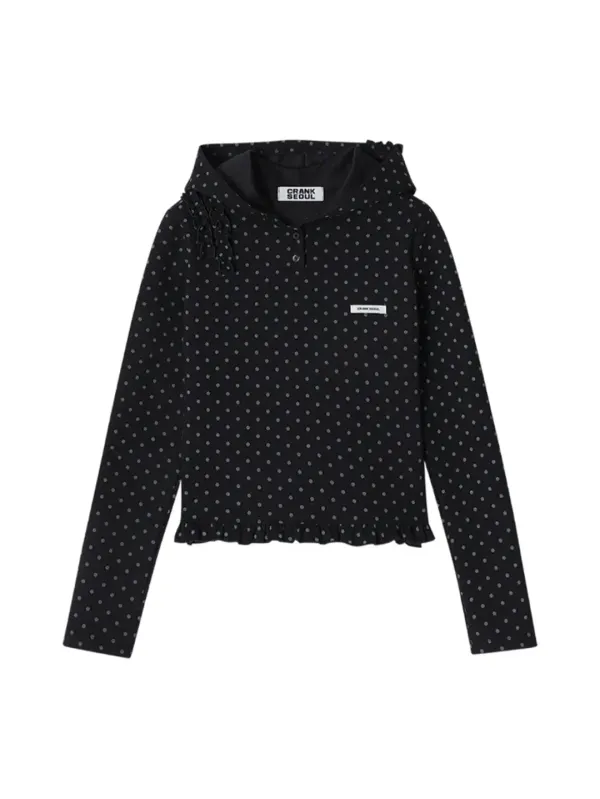 [Last one] DOT FRILL HOODIE_BLACK