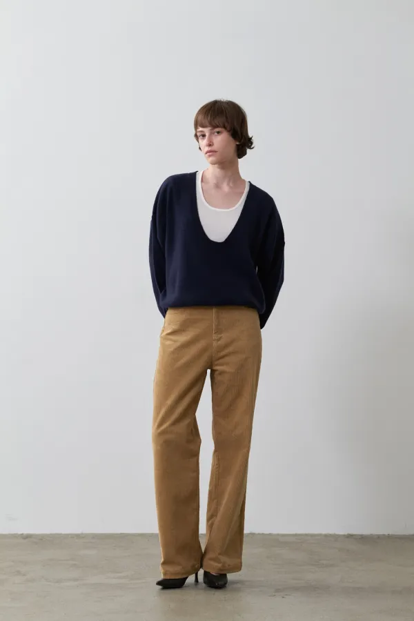 Ochre Corduroy Straight Pants Set (15% OFF)