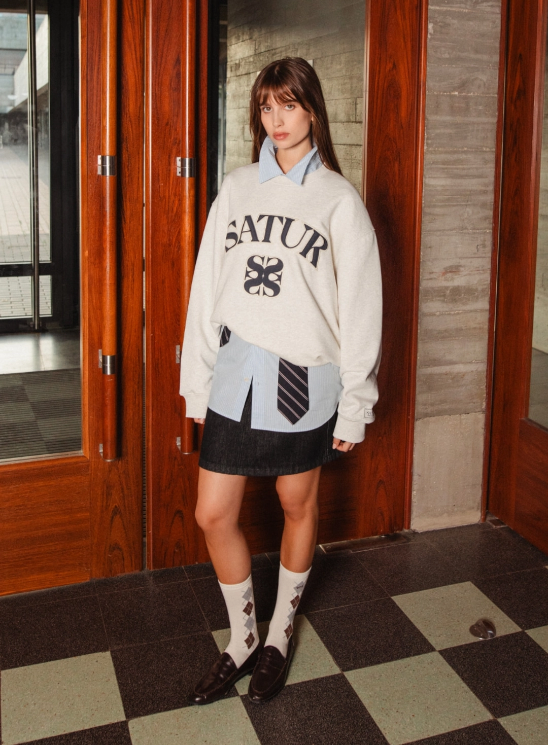 세터 (W) Classic Nonfade Denim Mini Skirt - Black 상품 이미지 3