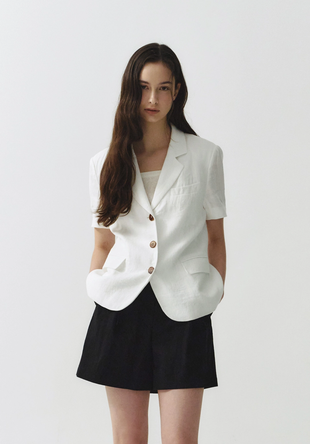 엘로주 Belarus Half Linen Jacket (White) 상품 이미지 1