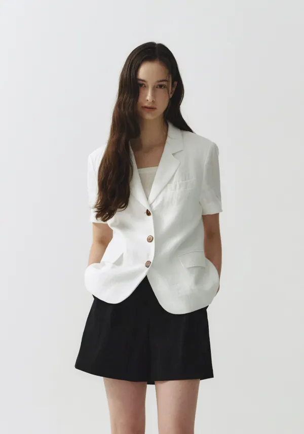 Belarus Half Linen Jacket (White)