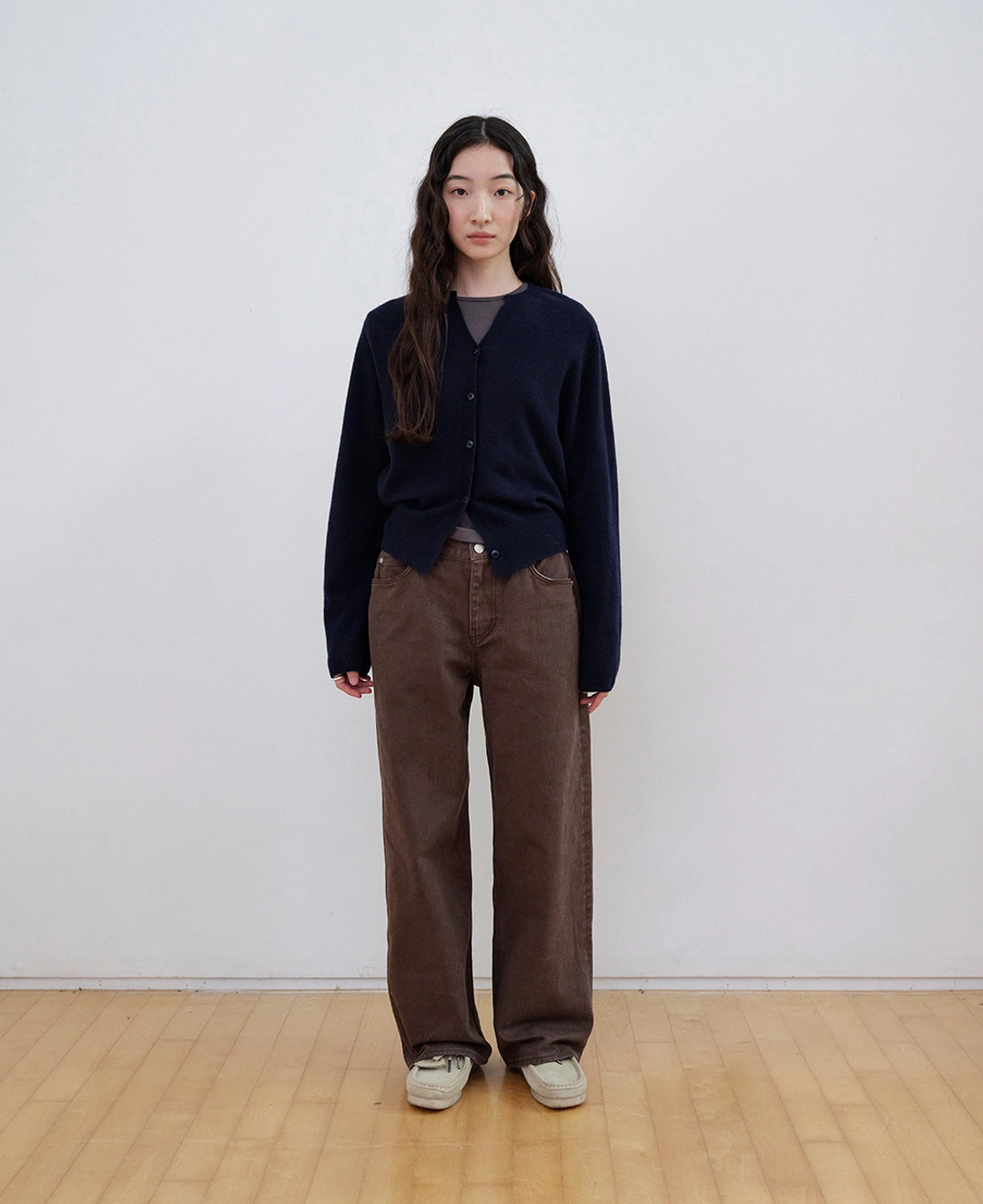 스텝어라운드 Cashmere whole garment round cardigan_NAVY 상품 이미지 1