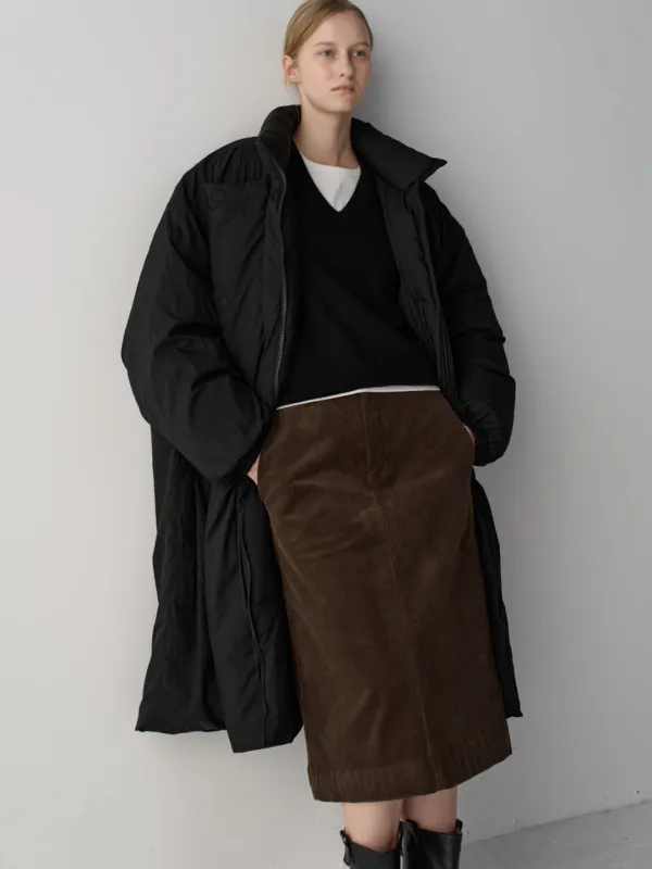 코듀로이 미디 스커트_brown