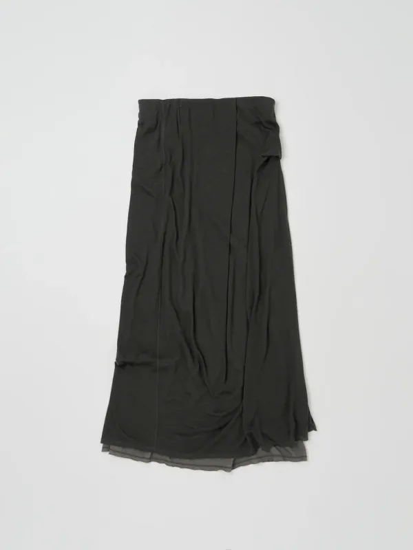 DRAPED DOUBLE LAYERED SKIRT IN DEEP CHARCOAL GREY