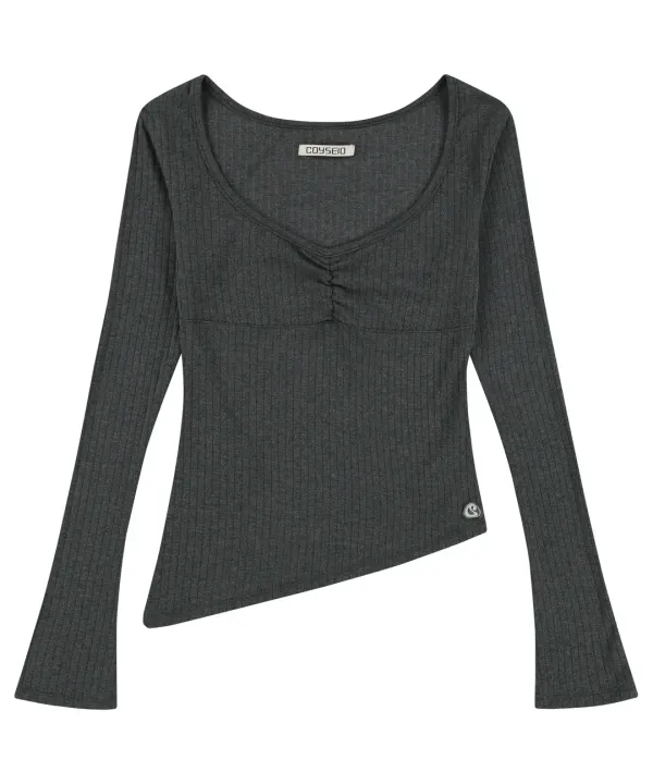 UNBALANCE SHIRRING TOP GREY
