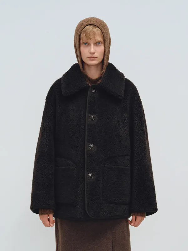 TFW REVERSIBLE SHEARING HALF COAT_BEIGE