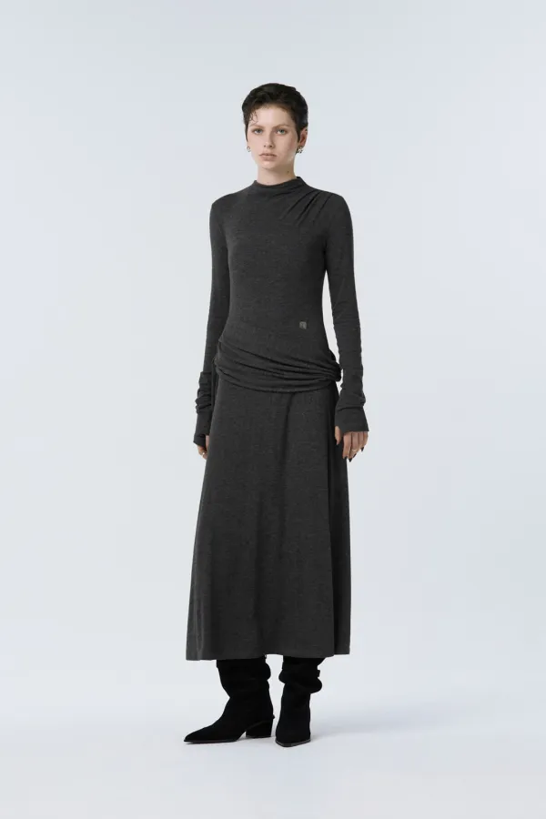 Draped Jersey One-piece [ Charcoal ]