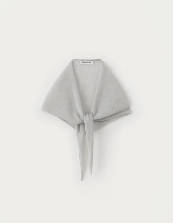 Kid Mohair Knit Scarf - Light Grey
