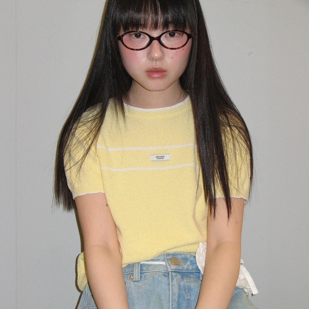 론론 MINIMAL POINT SHORT SLEEVE KNIT SOFT YELLOW 상품 이미지 1