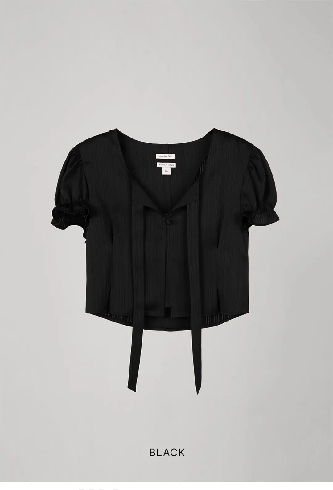 오버듀플레어 [EXCLUSIVE]STRIPE JACQUARD CROP BLOUSE_BLACK 상품 이미지 3