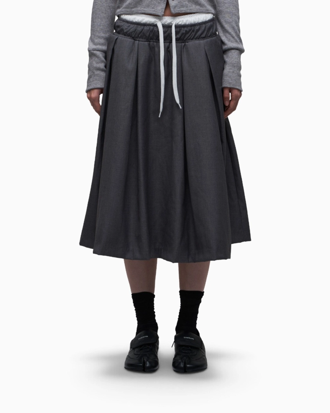 시너진 LAYERED WAIST MIDI SKIRT CHARCOAL 상품 이미지 1