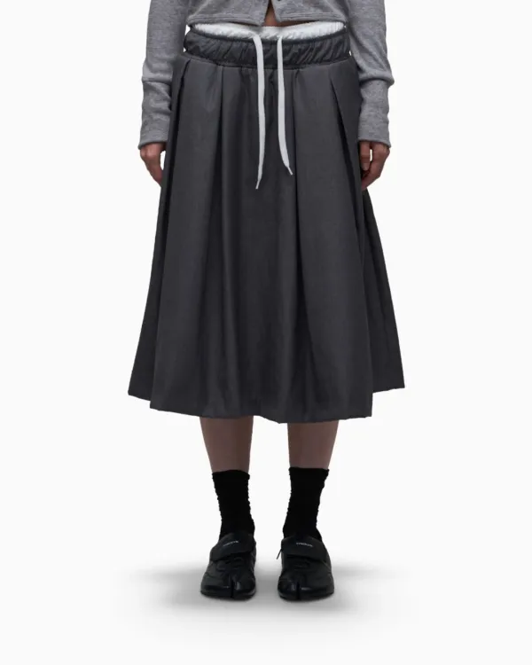 LAYERED WAIST MIDI SKIRT CHARCOAL