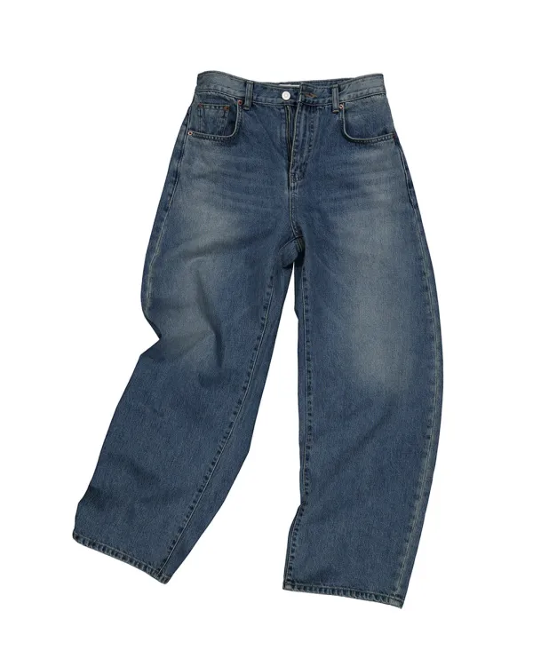 bow curved denim pants (indigo)