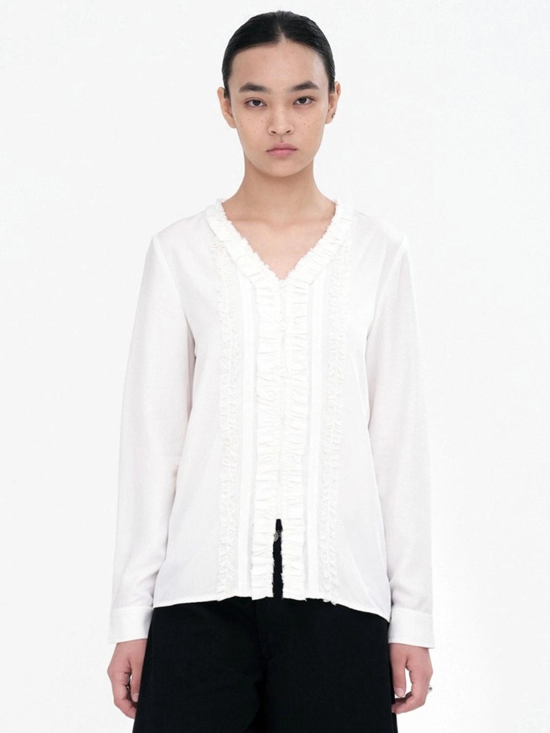밀로 우먼 Lace Trimming Blouse [Ivory] 상품 이미지 2