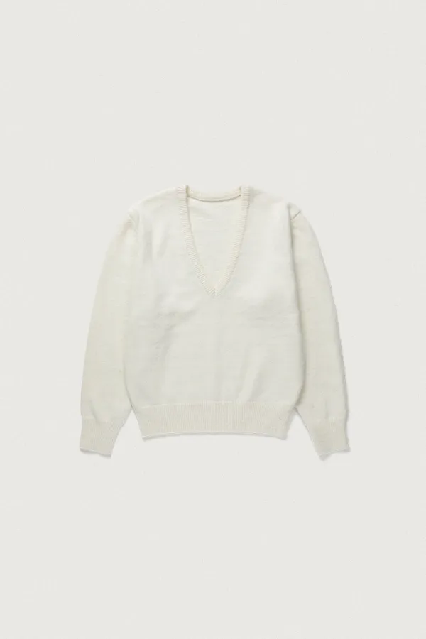 DELIA WOOL V-NECK KNIT [PURE IVORY]