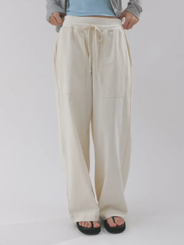 rib summer cotton pants (cream)