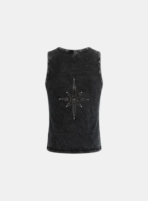 [w-tnk26-003] Viper Cotton Rib Tank 01 - Black