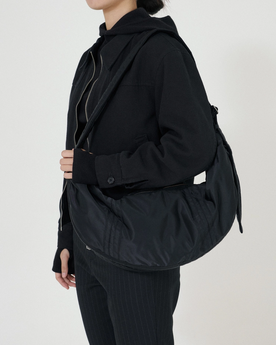 브라운야드 Washed Hobo Medium Bag, Black 상품 이미지 2