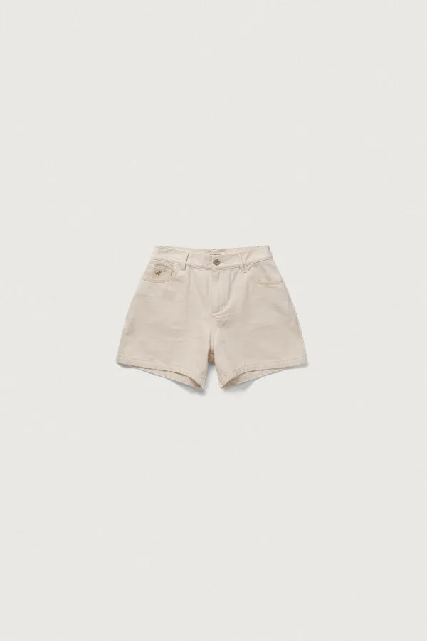 ALMOND COTTON DENIM SHORTS [NATURAL]