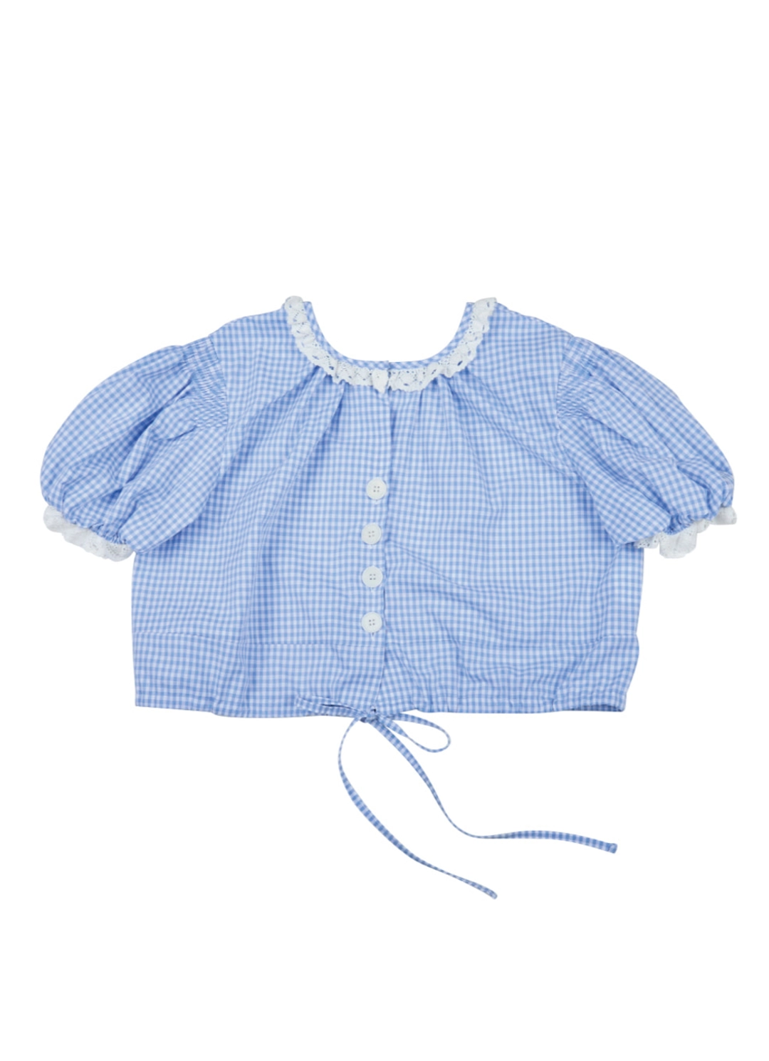 온무드 SANDY PUFF CROP BLOUSE - SORA CHECK 상품 이미지 3