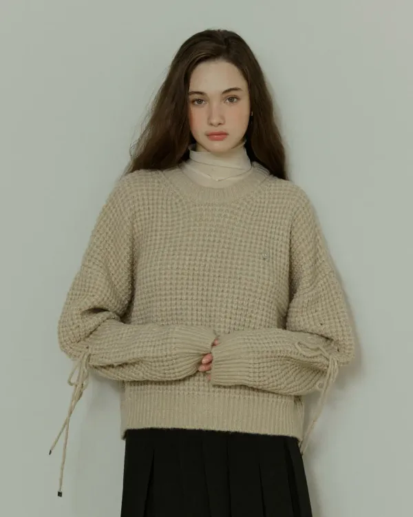 Waffle loose fit ribbon knit - latte