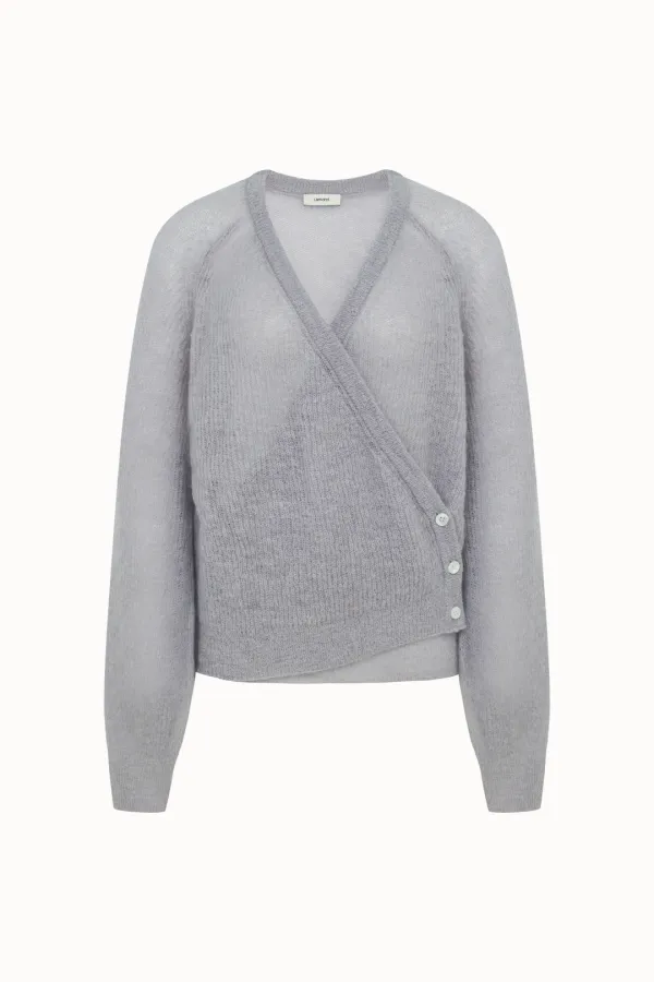 Kid Mohair Wrap Knit Top[LMBEAUKN291]-Mystic Gray