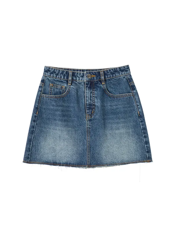 Classic Denim Mini Skirt_ Blue