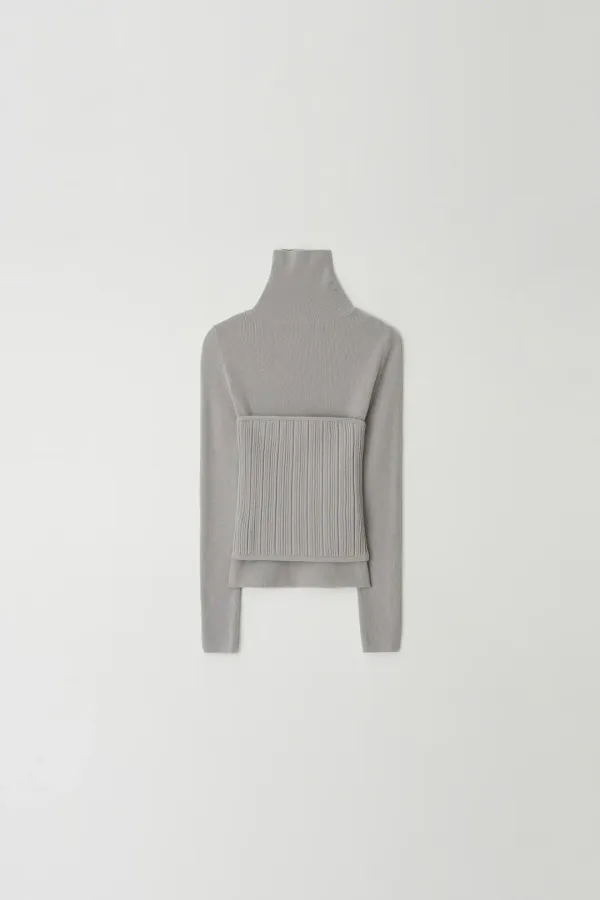Bustier And Turtleneck Knit Set (light gray)