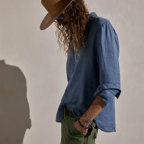 Lightweight Linen Shirt - Danube Pigment