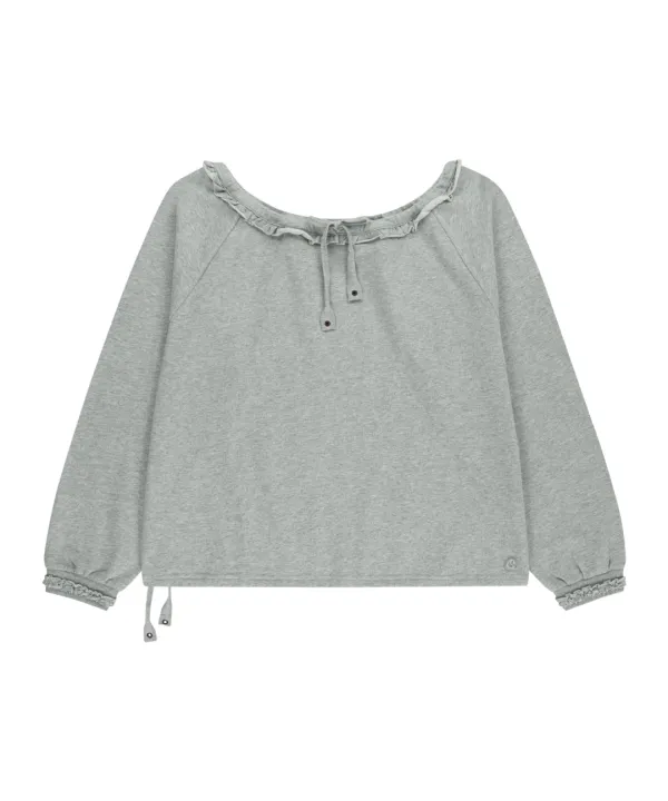 DRAWSTRING LONG SLEEVE MELANGE GREY
