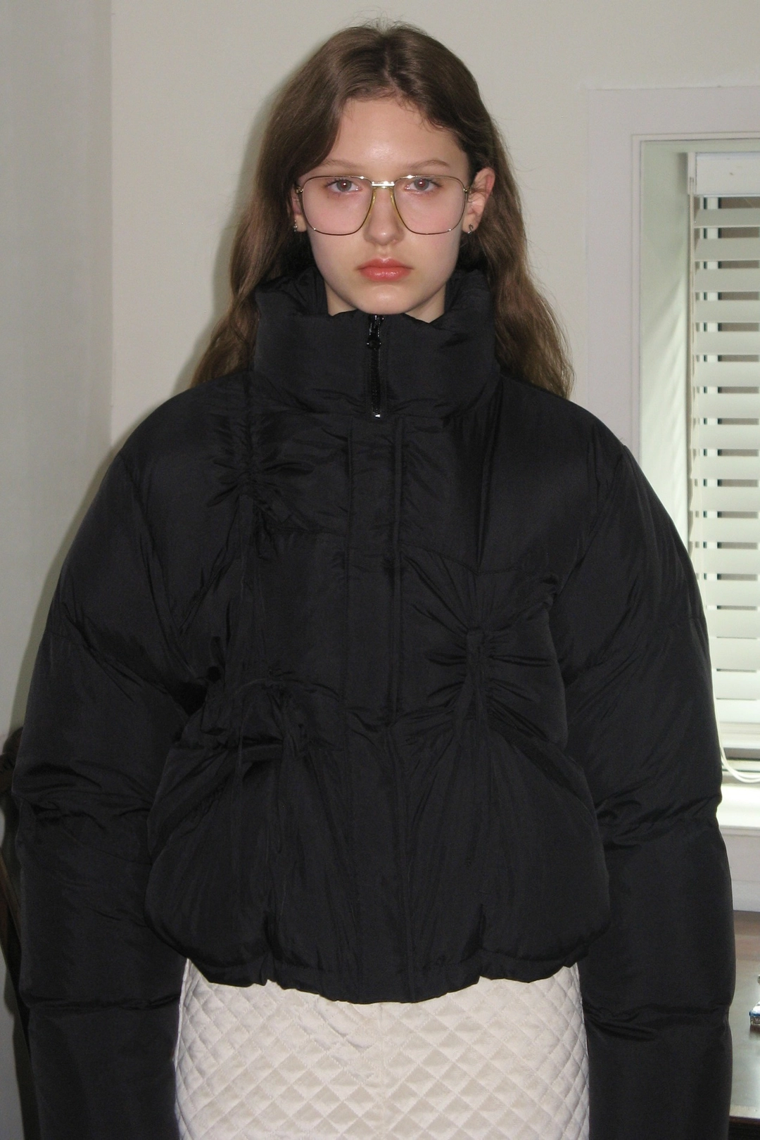 시눈 Ribbon Detail Puffer Jacket (Black) 상품 이미지 1