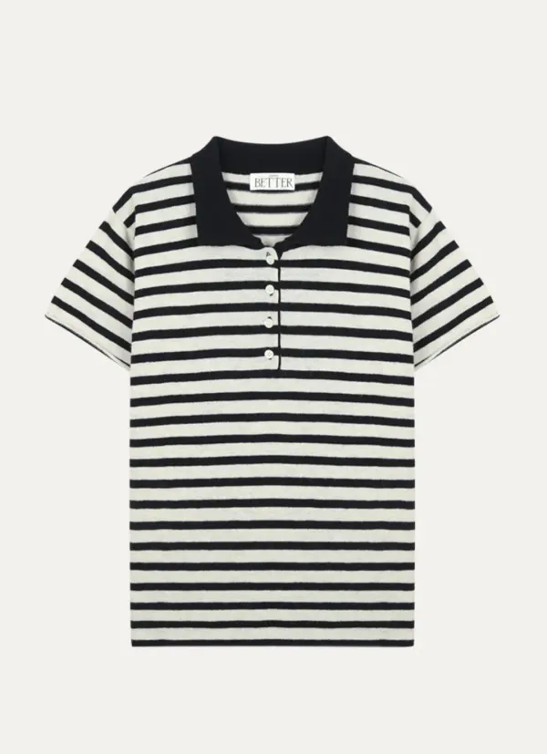 Mini-stripe cap sleeve knit_Oatmeal