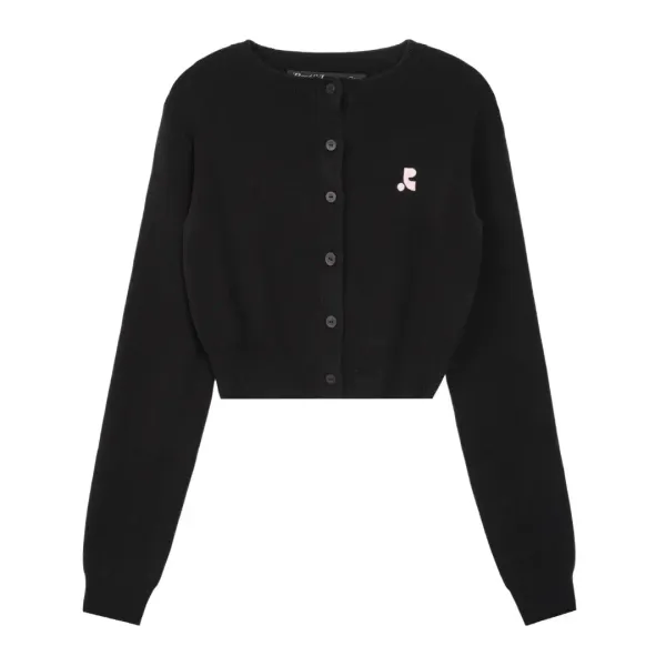 CROPPED KNIT CARDIGAN - BLACK